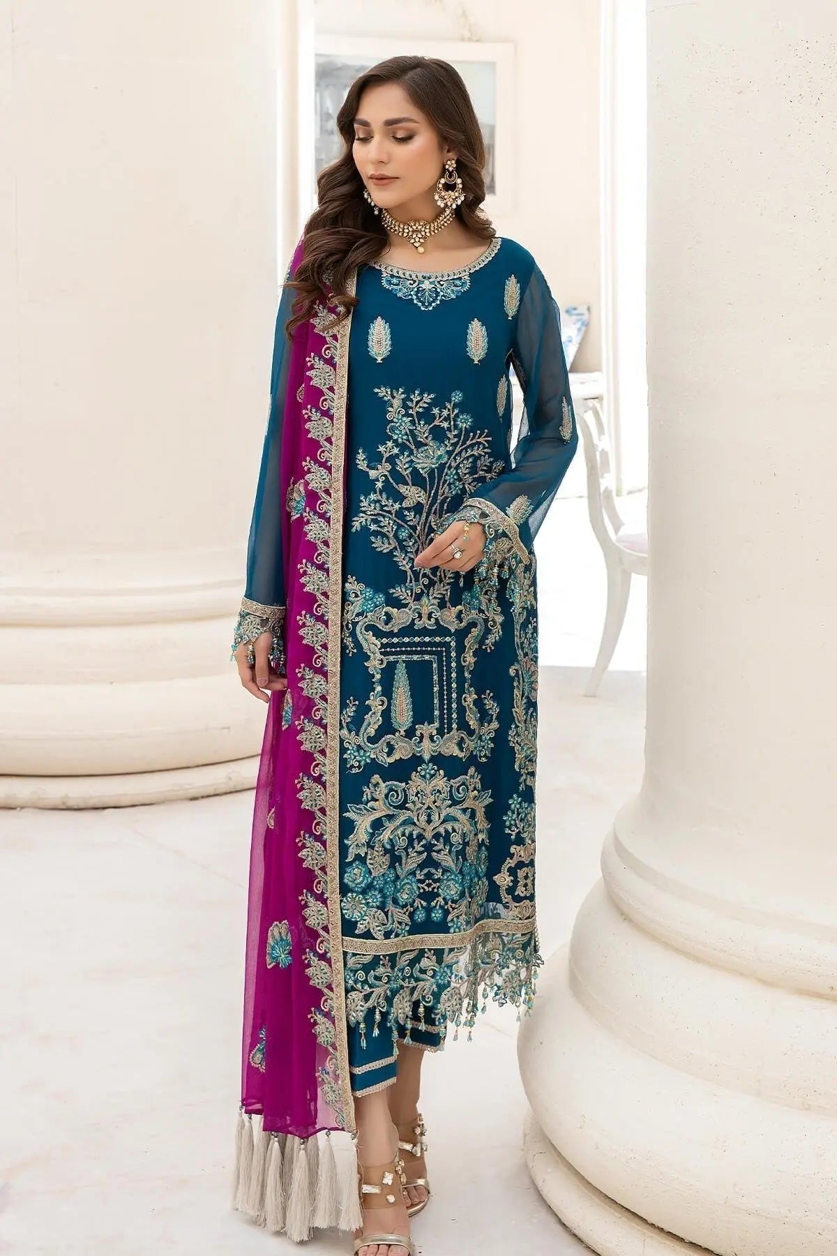 Naqsh Majestic By Imrozia Premium Chiffon 3Pc Suit M-52 Martha - House Of Hania