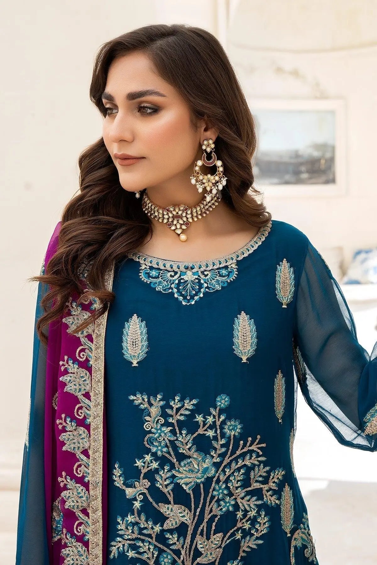 Naqsh Majestic By Imrozia Premium Chiffon 3Pc Suit M-52 Martha - House Of Hania
