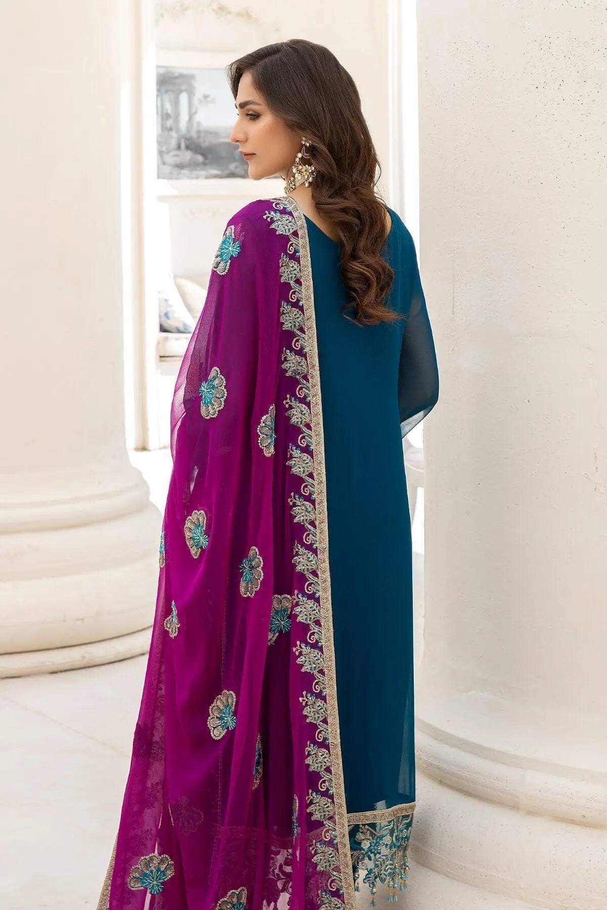 Naqsh Majestic By Imrozia Premium Chiffon 3Pc Suit M-52 Martha - House Of Hania