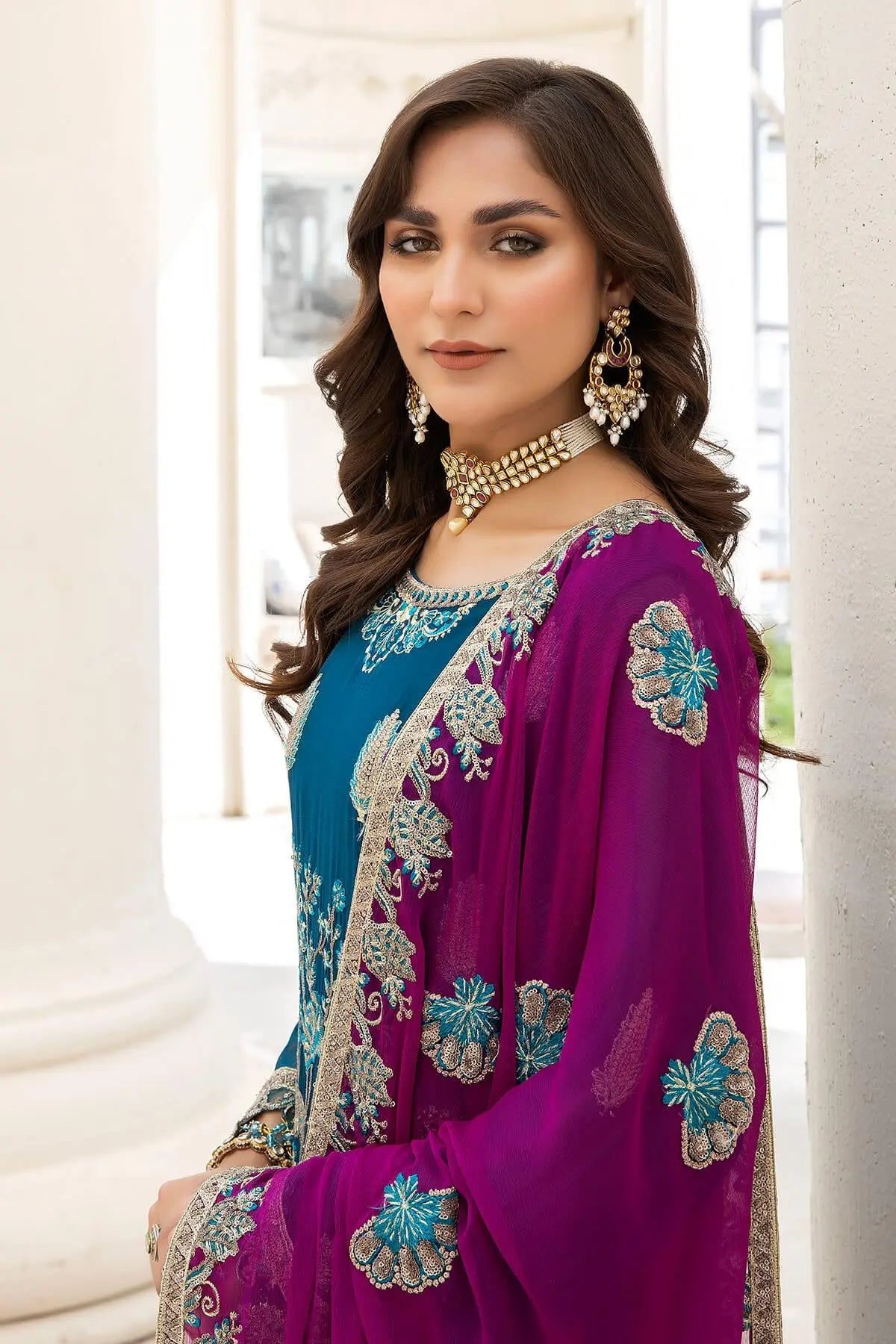 Naqsh Majestic By Imrozia Premium Chiffon 3Pc Suit M-52 Martha - House Of Hania