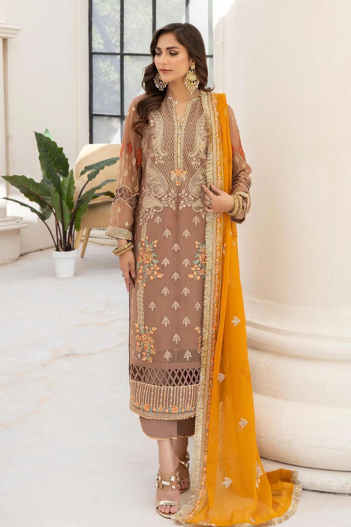 Naqsh Majestic By Imrozia Premium Chiffon 3Pc Suit M-53 Eleonora - House Of Hania