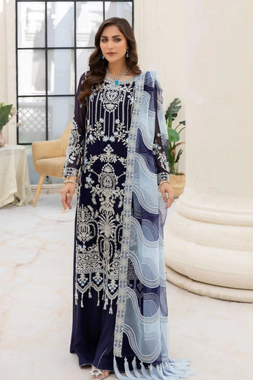 Naqsh Majestic By Imrozia Premium Chiffon 3Pc Suit M-54 Zoe - House Of Hania