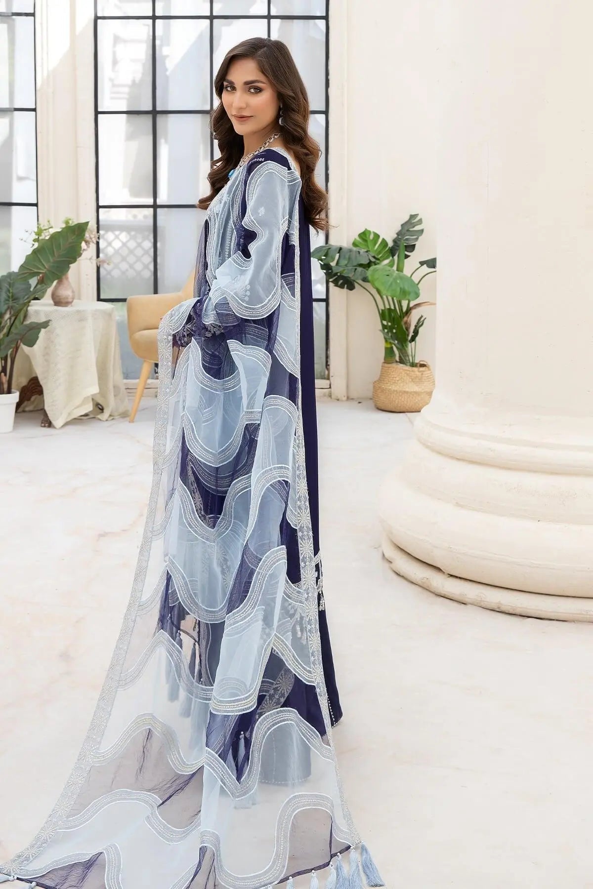 Naqsh Majestic By Imrozia Premium Chiffon 3Pc Suit M-54 Zoe - House Of Hania