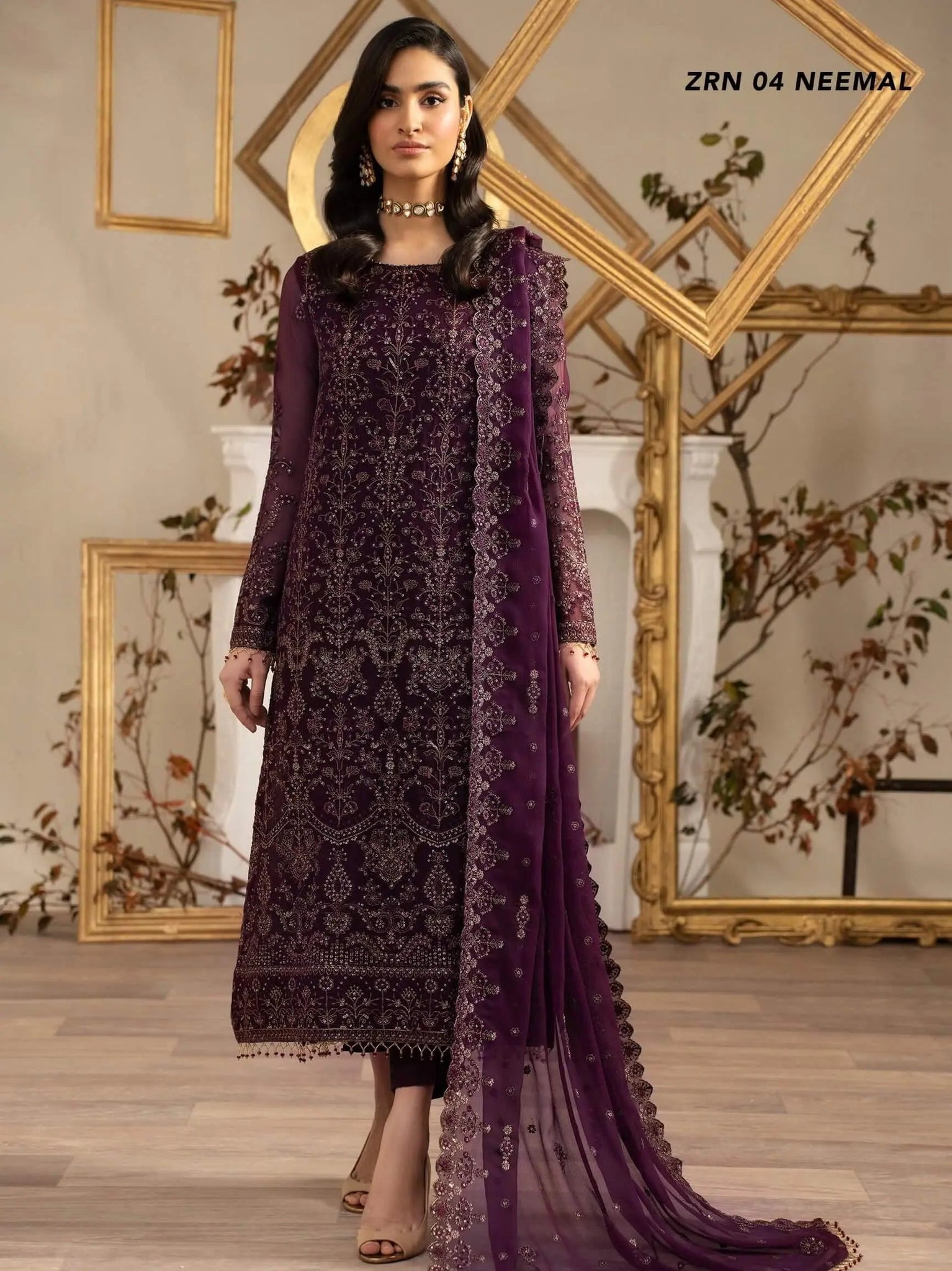 Naqsh by Zarif Festive Formal 3 Piece Suit ZRN-04 NEEMAL - House Of Hania