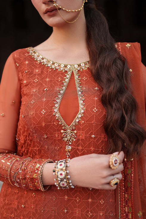 Naqshi | Kiraz Chiffon Collection | Tehzeen - House Of Hania