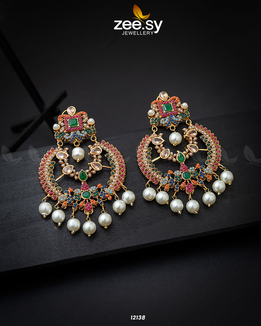 Naurattan Chandbali Earrings - House Of Hania