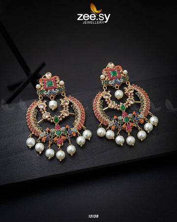 Naurattan Chandbali Earrings - House Of Hania