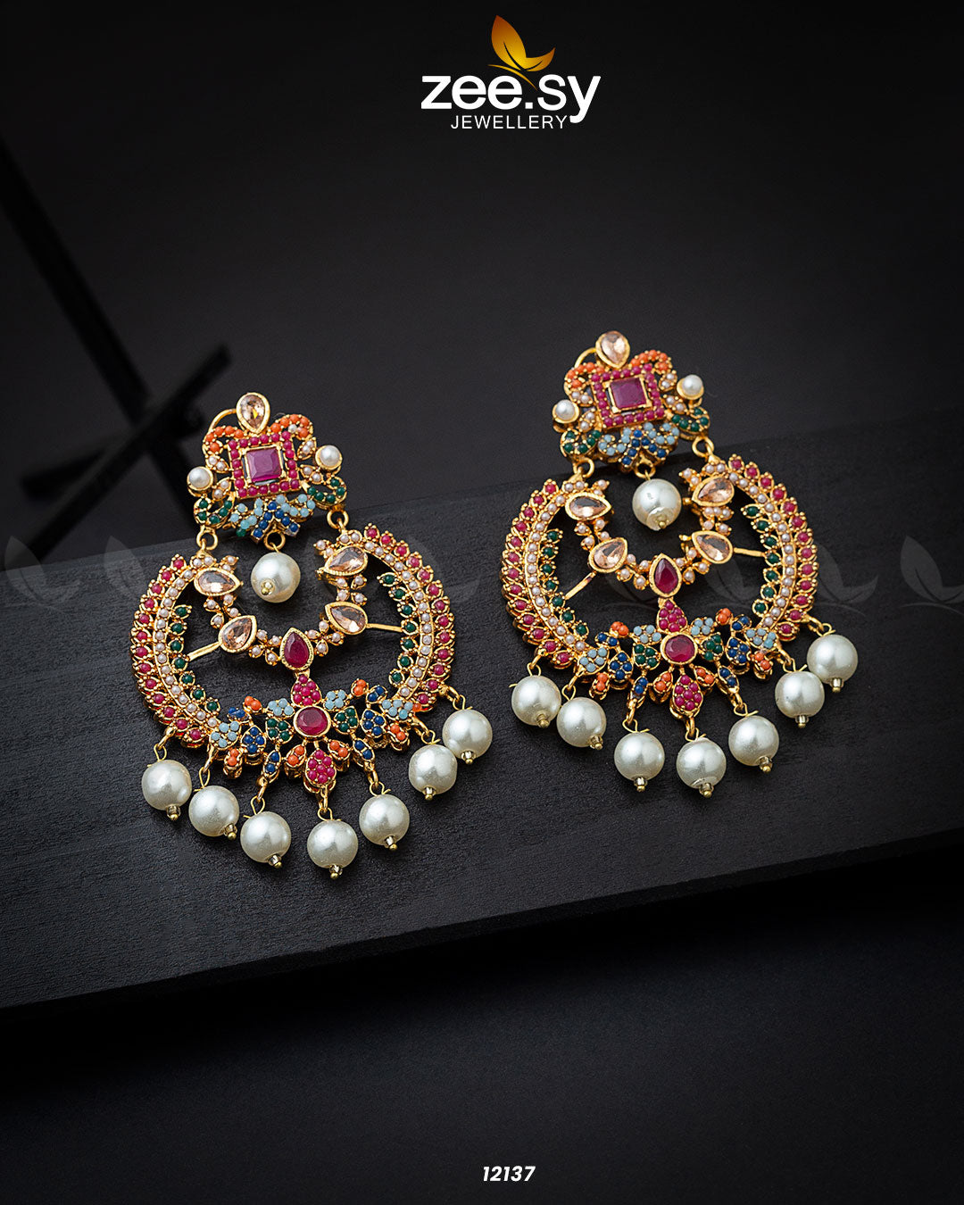 Naurattan Chandbali Earrings - House Of Hania
