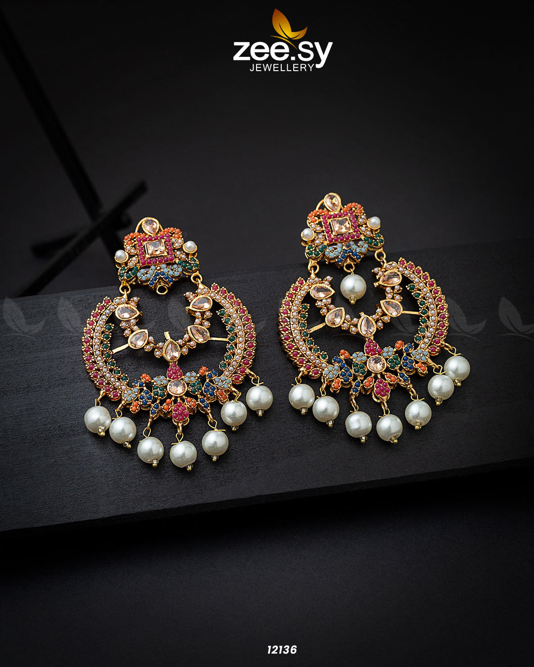 Naurattan Chandbali Earrings - House Of Hania