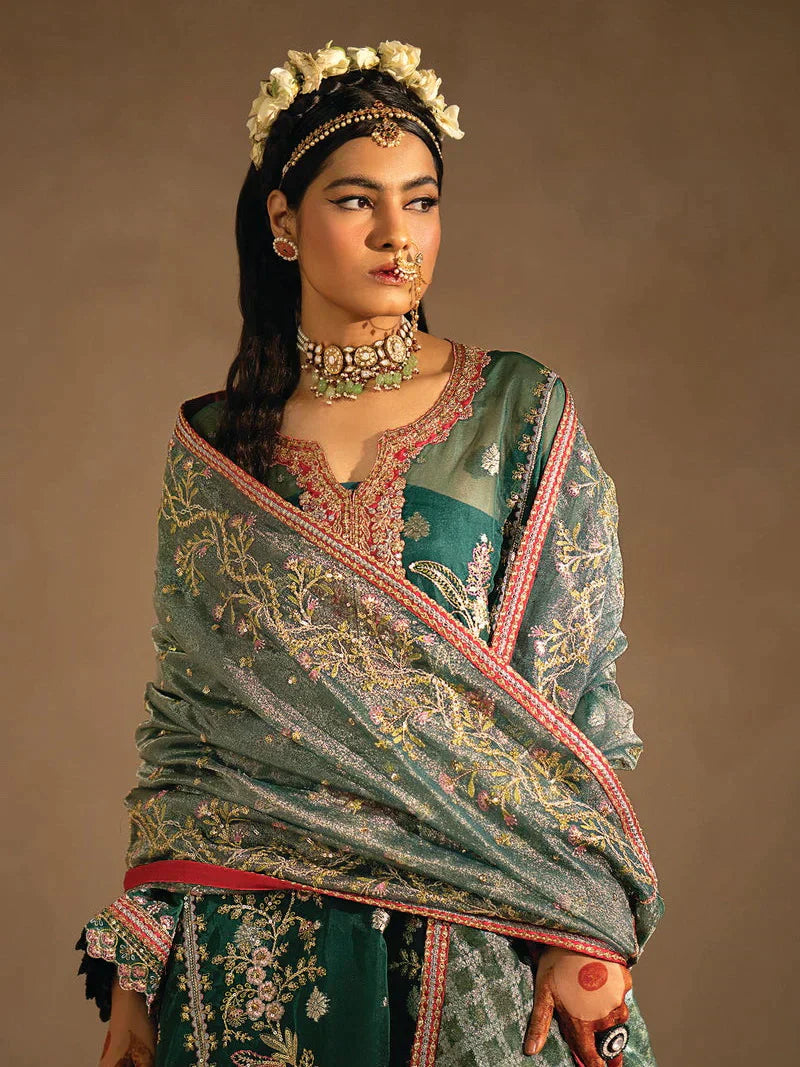 Nayab by Myeesha Embroidered Organza Unstitched 3Pc Suit MF23-02 Zamorad - House Of Hania