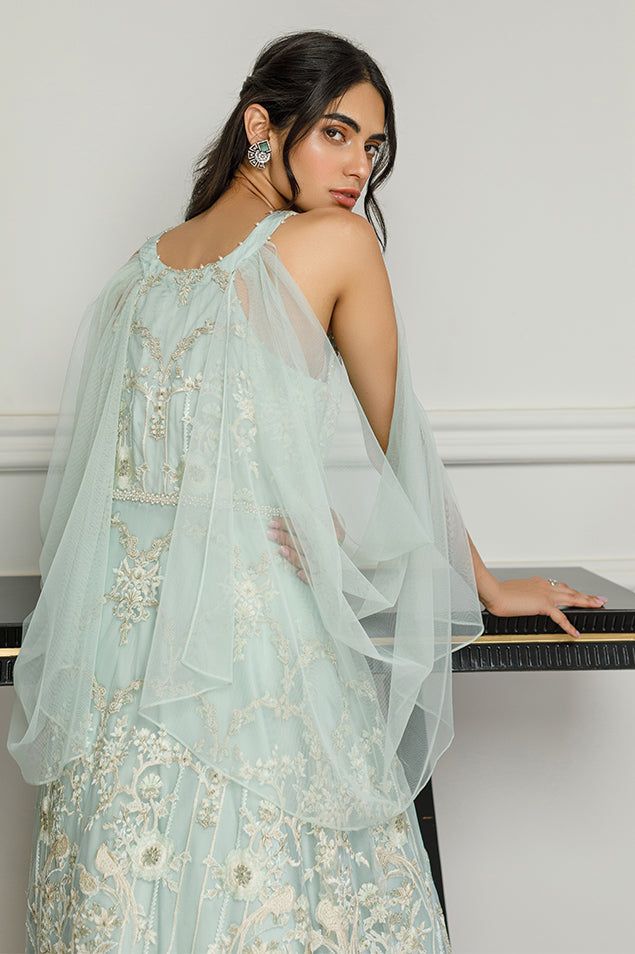 Net Embroidered Dress - House Of Hania