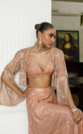 Net Embroidered Jacket With Skirt - House Of Hania