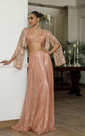 Net Embroidered Jacket With Skirt - House Of Hania