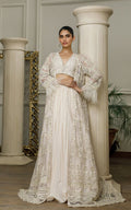 Net Embroidered Jacket with Skirt - House Of Hania