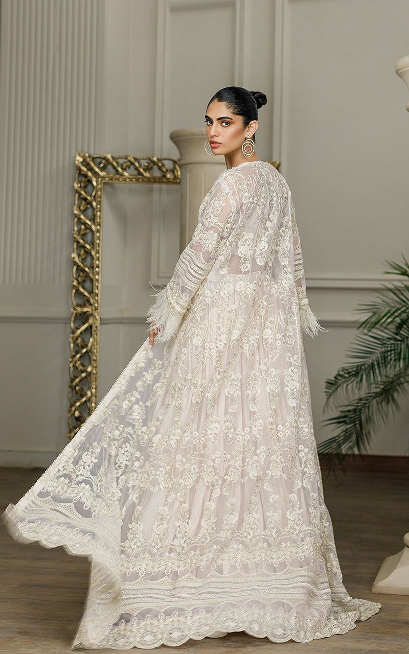 Net Embroidered Jacket with Skirt - House Of Hania
