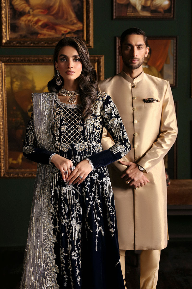 Niloufer by Mushq Embroidered Velvet 3Pc Suit MV23-03 YASMIN - House Of Hania