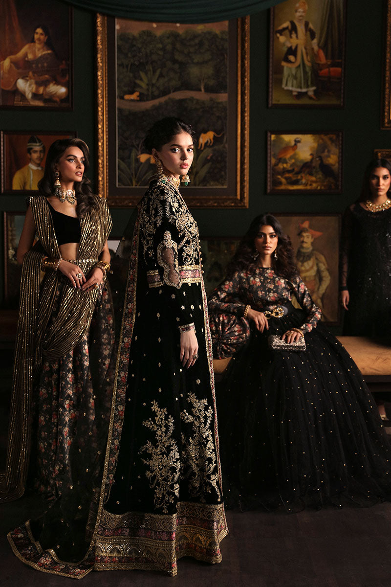 Niloufer by Mushq Embroidered Velvet  3Pc Suit MV23-05 PARI - House Of Hania