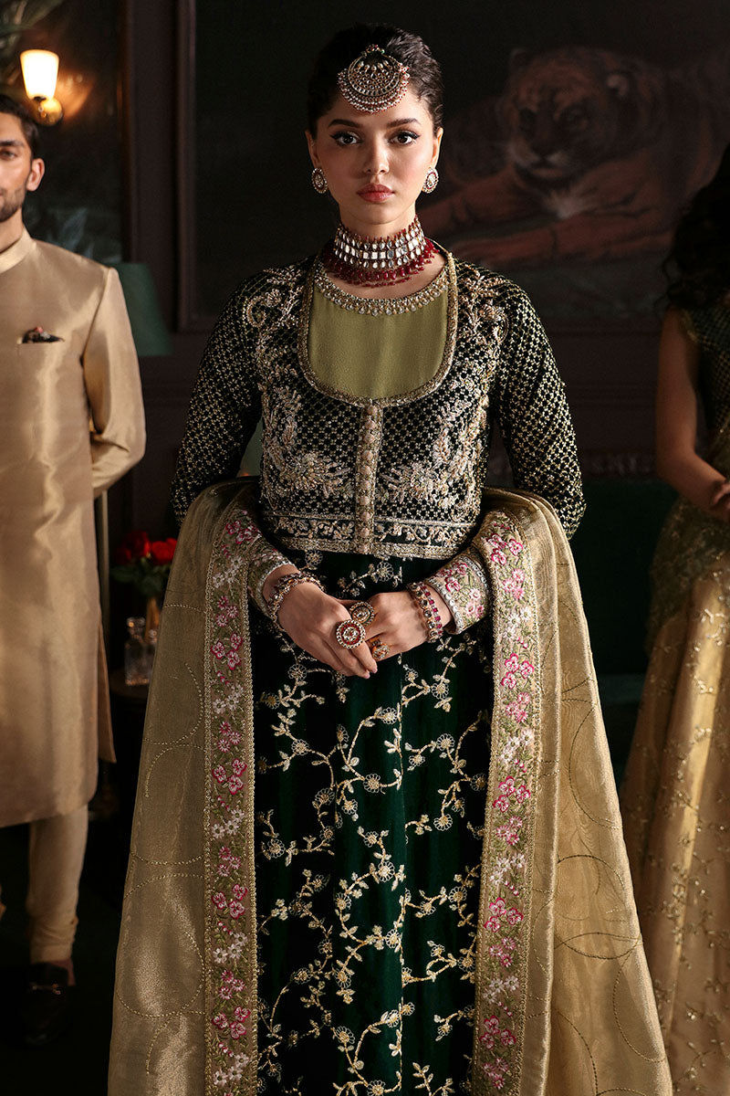 Niloufer by Mushq Embroidered Velvet 3Pc Suit MV23-07 SHAHINAZ - House Of Hania