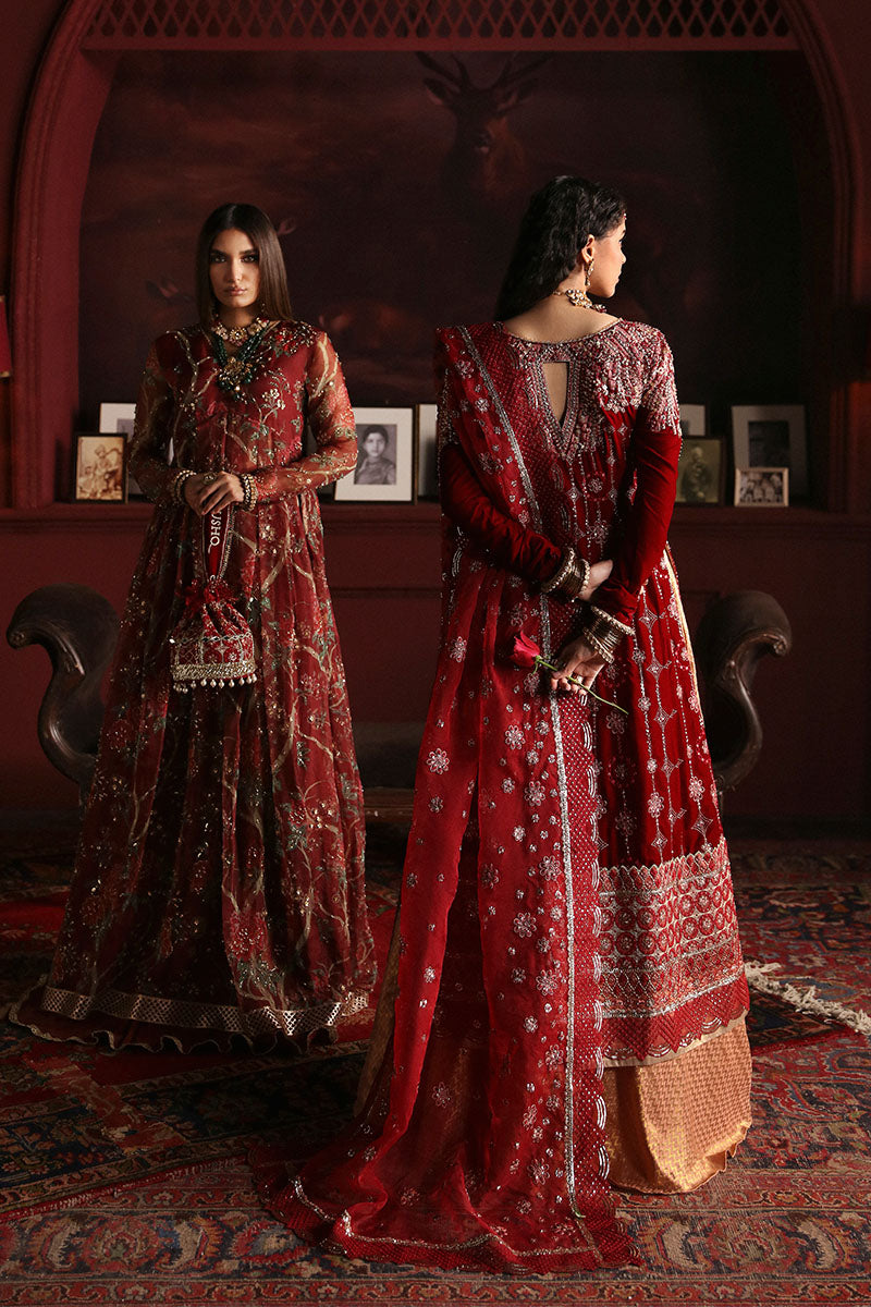 Niloufer by Mushq Embroidered Velvet 3Pc Suit MV23-08 FARAH - House Of Hania
