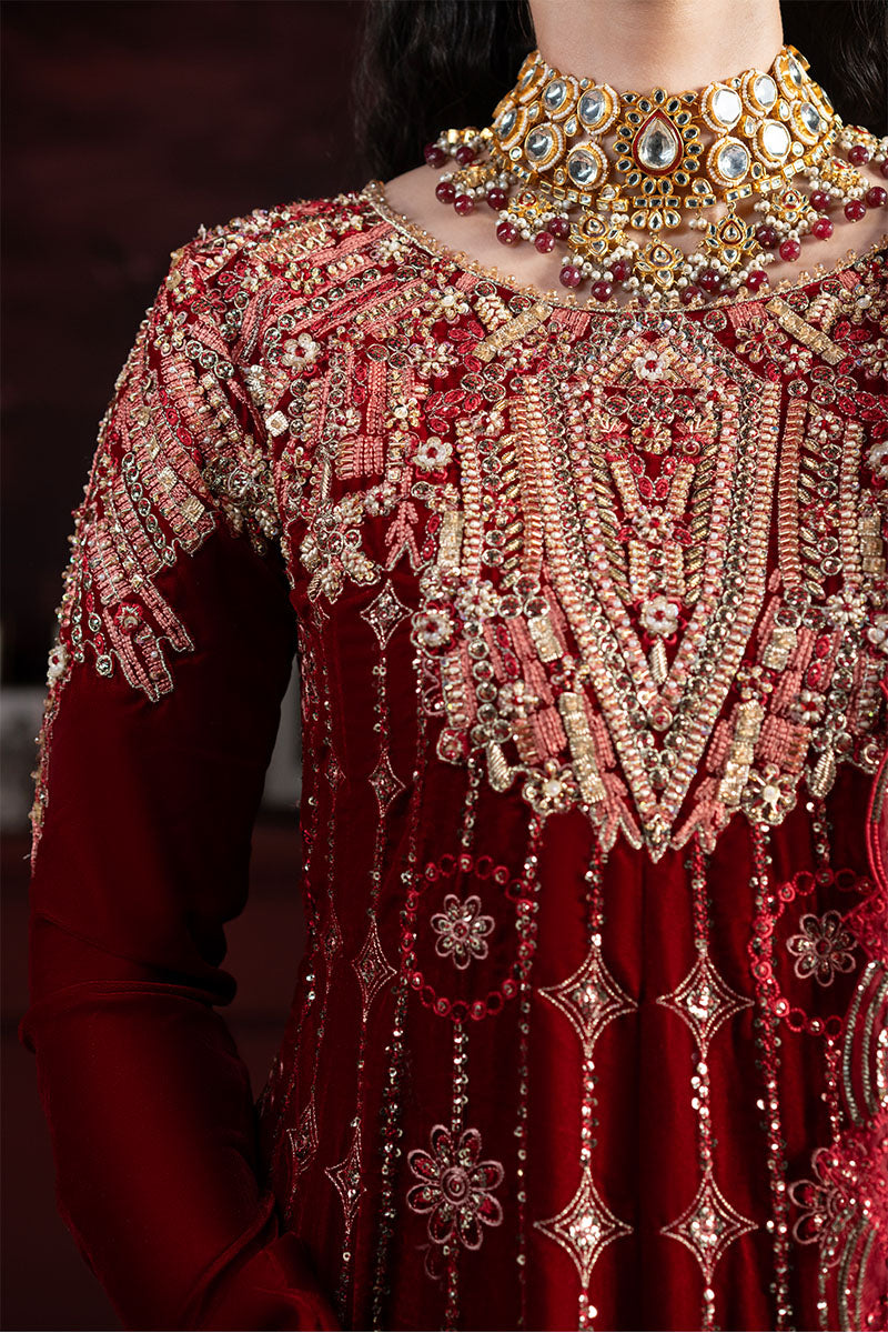 Niloufer by Mushq Embroidered Velvet 3Pc Suit MV23-08 FARAH - House Of Hania