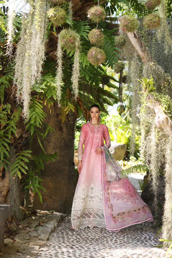 Noor by Saadia Asad | Luxury Chikankari Lawn24 | D1-A Pink Ombre - House Of Hania