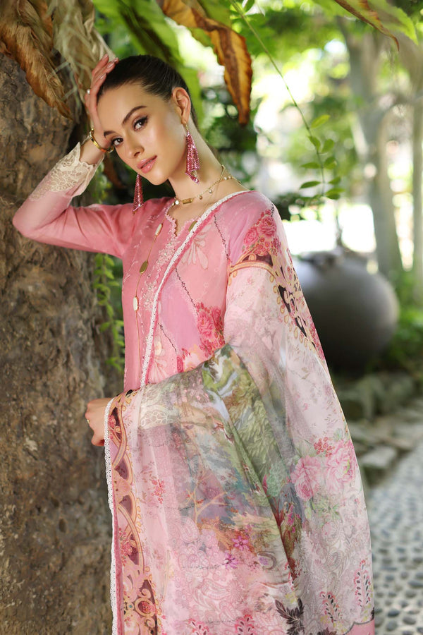 Noor by Saadia Asad | Luxury Chikankari Lawn24 | D1-A Pink Ombre - House Of Hania