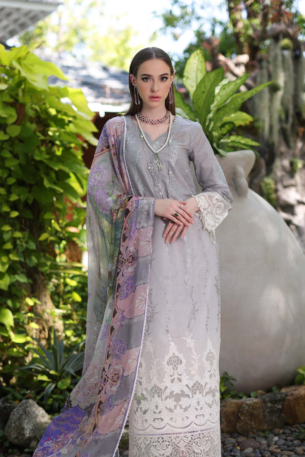 Noor by Saadia Asad | Luxury Chikankari Lawn24 | D1-B Black Ombre - House Of Hania