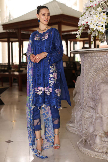 Noor by Saadia Asad | Luxury Chikankari Lawn24 | D10-B Blue Electric - House Of Hania