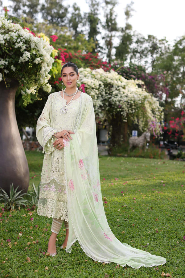 Noor by Saadia Asad | Luxury Chikankari Lawn24 | D11-B Mint Schifli - House Of Hania