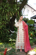 Noor by Saadia Asad | Luxury Chikankari Lawn24 | D12-B Cream Laser - House Of Hania