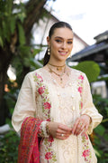 Noor by Saadia Asad | Luxury Chikankari Lawn24 | D12-B Cream Laser - House Of Hania