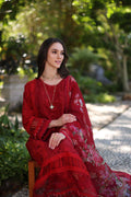 Noor by Saadia Asad | Luxury Chikankari Lawn24 | D2-B Red - House Of Hania