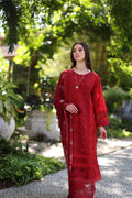 Noor by Saadia Asad | Luxury Chikankari Lawn24 | D2-B Red - House Of Hania