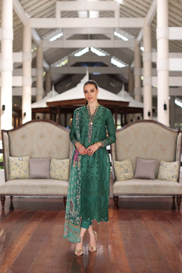 Noor by Saadia Asad | Luxury Chikankari Lawn24 | D4-A Green Laser - House Of Hania