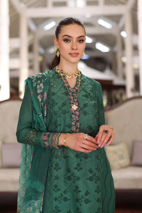 Noor by Saadia Asad | Luxury Chikankari Lawn24 | D4-A Green Laser - House Of Hania