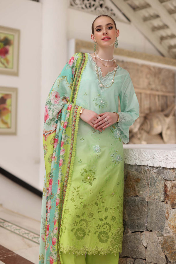 Noor by Saadia Asad | Luxury Chikankari Lawn24 | D5-A Aqua Ombre - House Of Hania