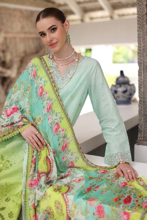 Noor by Saadia Asad | Luxury Chikankari Lawn24 | D5-A Aqua Ombre - House Of Hania