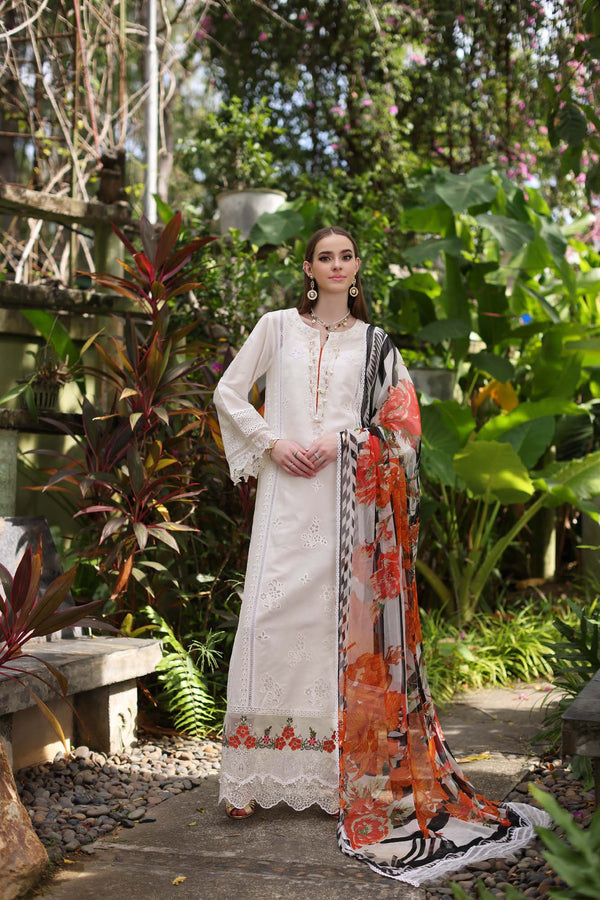 Noor by Saadia Asad | Luxury Chikankari Lawn24 | D6-B White Laser - House Of Hania