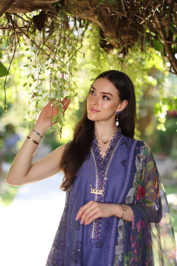 Noor by Saadia Asad | Luxury Chikankari Lawn24 | D8-A Purple - House Of Hania
