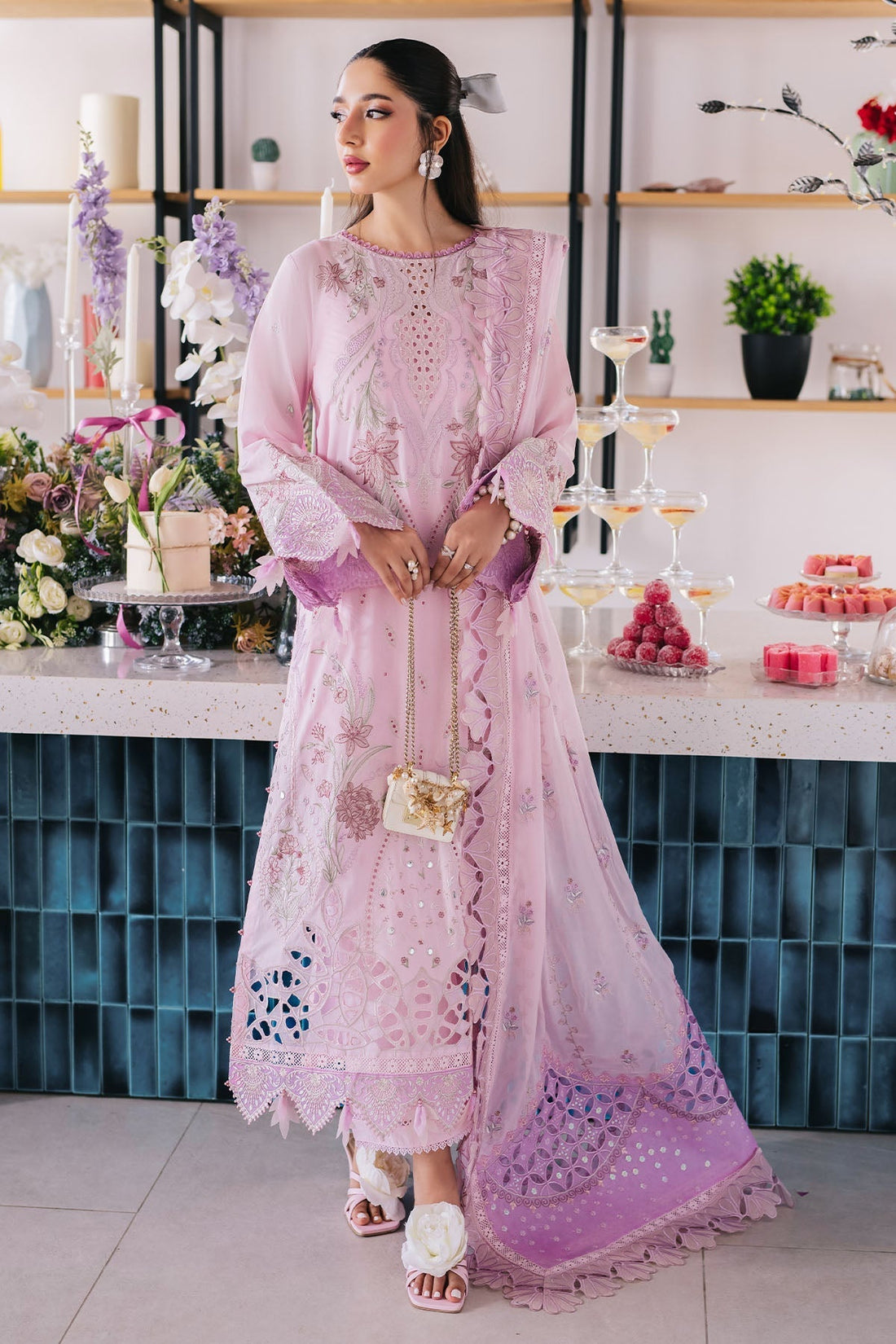 Nureh | Eid Escape Lawn | SPARKLE PINK NE-87 - House Of Hania