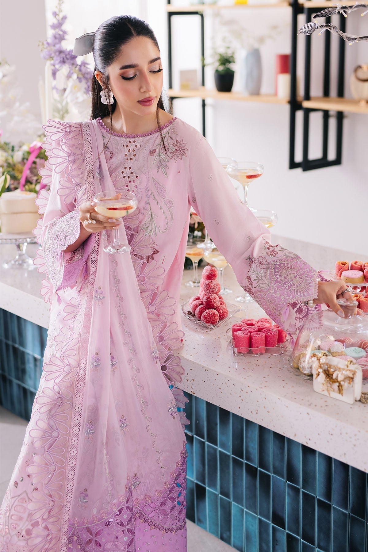 Nureh | Eid Escape Lawn | SPARKLE PINK NE-87 - House Of Hania