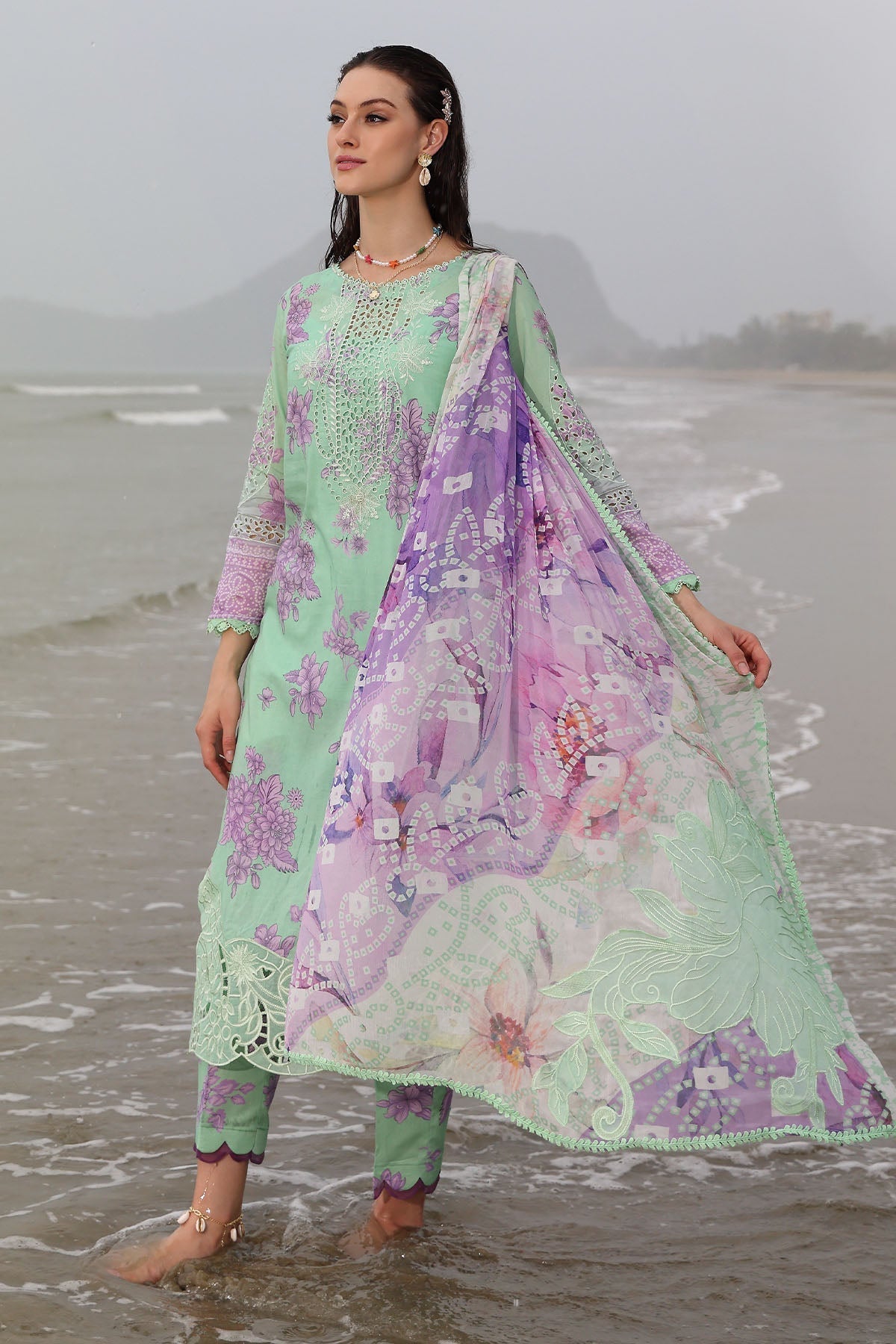 Nureh | Gardenia Embroidered Lawn 25 | NSG-174 - House Of Hania