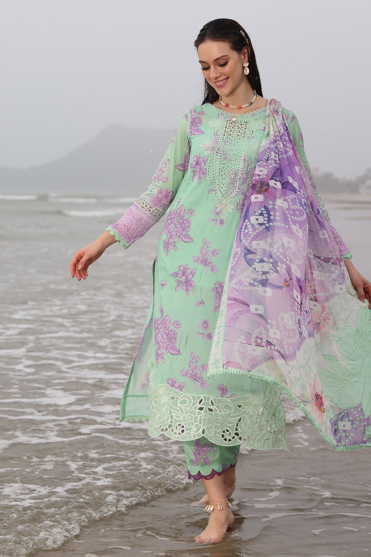 Nureh | Gardenia Embroidered Lawn 25 | NSG-174 - House Of Hania