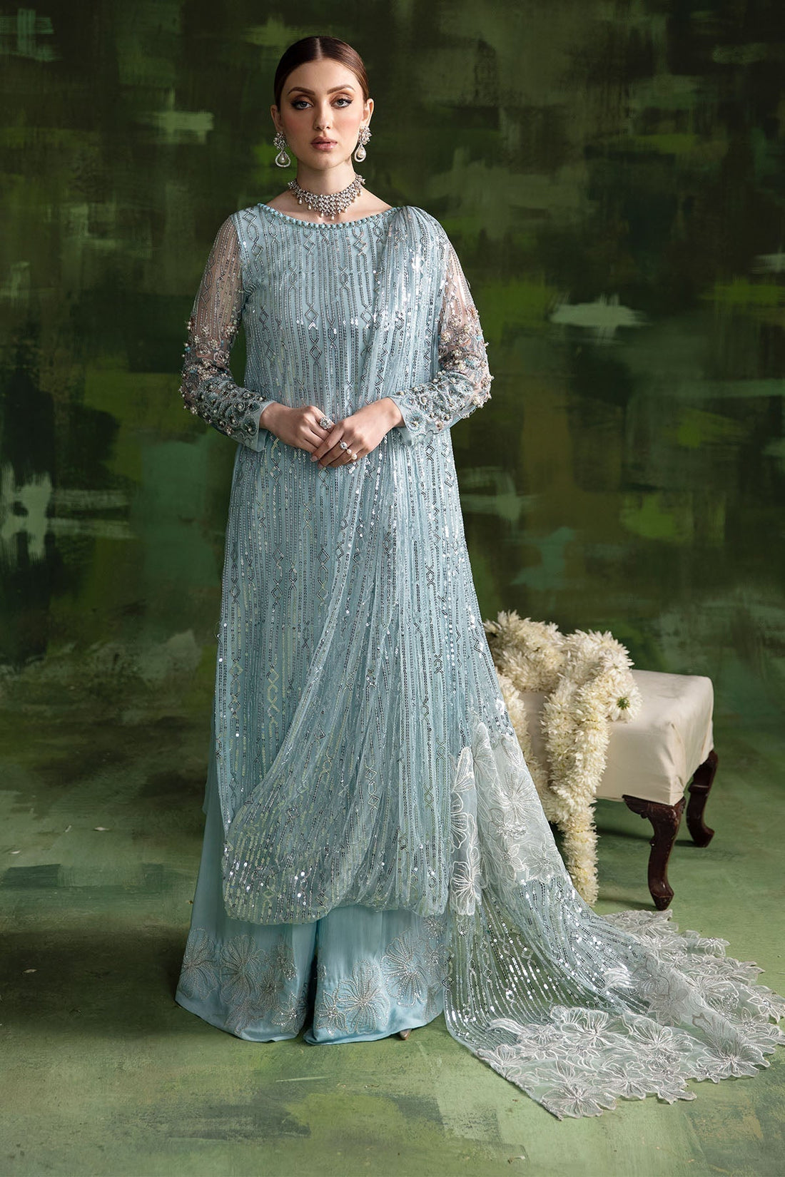 Nureh | Luxury Pret Formals | AQUA MOON - House Of Hania
