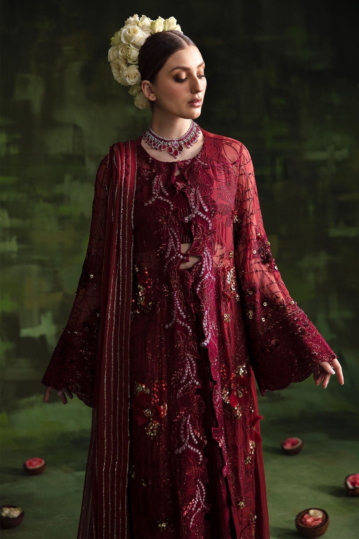 Nureh | Luxury Pret Formals | RUSSIAN RED - House Of Hania