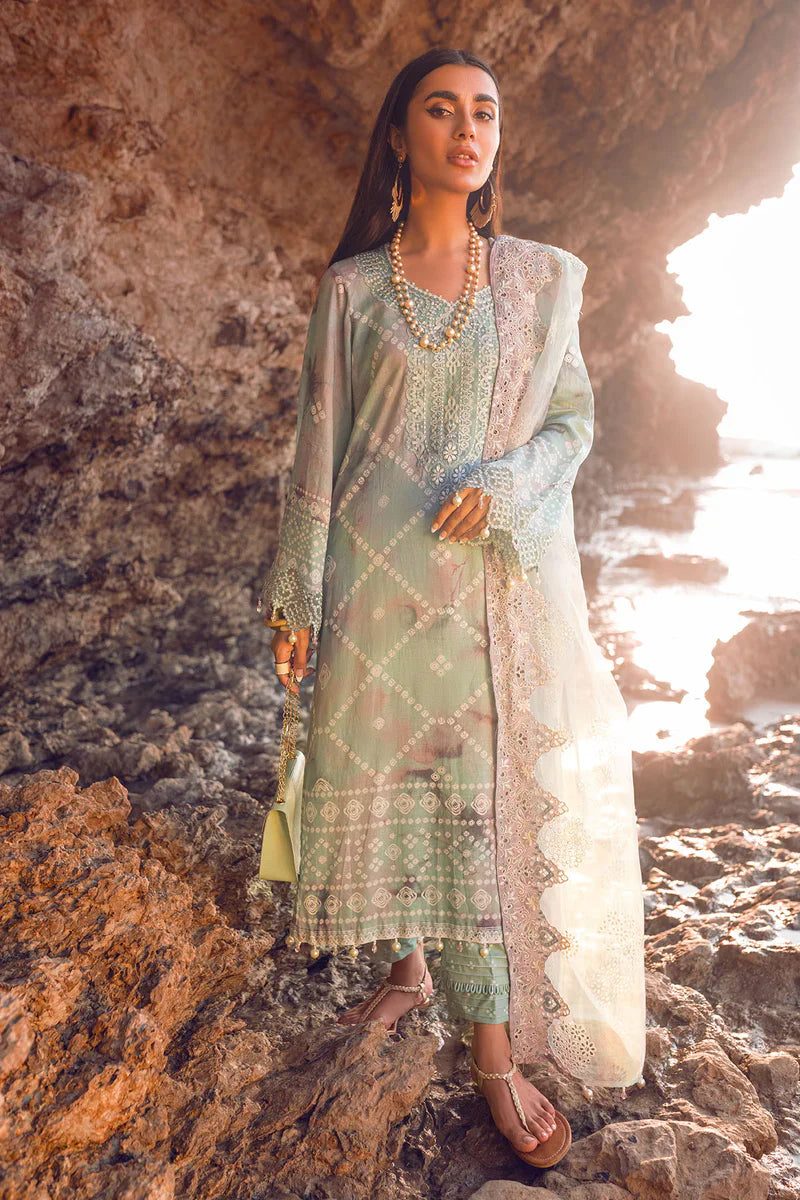 Nureh | Maya Lawn | Mint Dew - House Of Hania