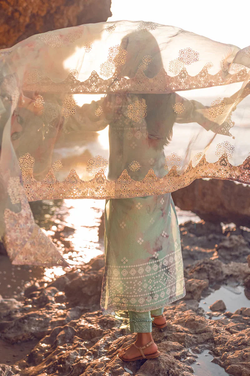 Nureh | Maya Lawn | Mint Dew - House Of Hania