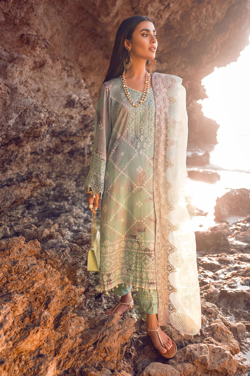 Nureh | Maya Lawn | Mint Dew - House Of Hania