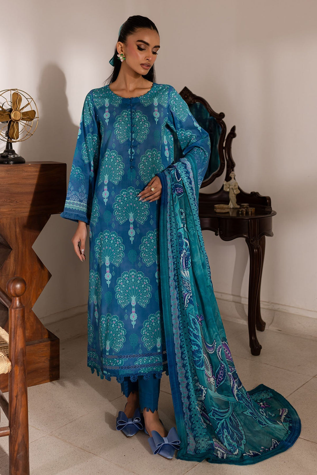 Nureh | Printed Lawn 25 | SP-145 - House Of Hania