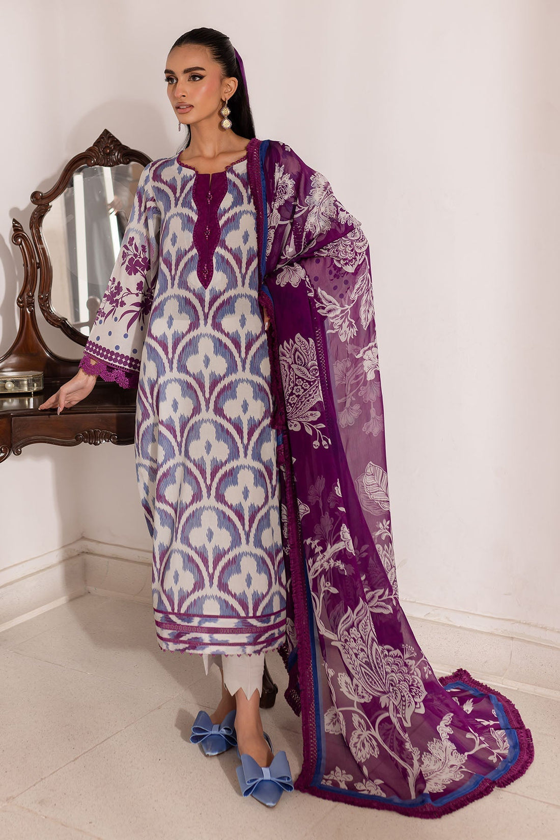 Nureh | Printed Lawn 25 | SP-147 - House Of Hania